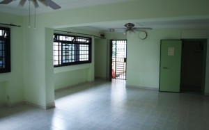 Living room, main door and bomb shelter.